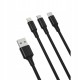 Kabel USB 3w1: USB-C Lightning microUSB 1,2m nylon